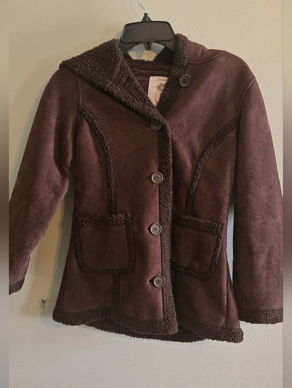 Girls 10/12 Route 66 Dark Brown Sherpa Jacket